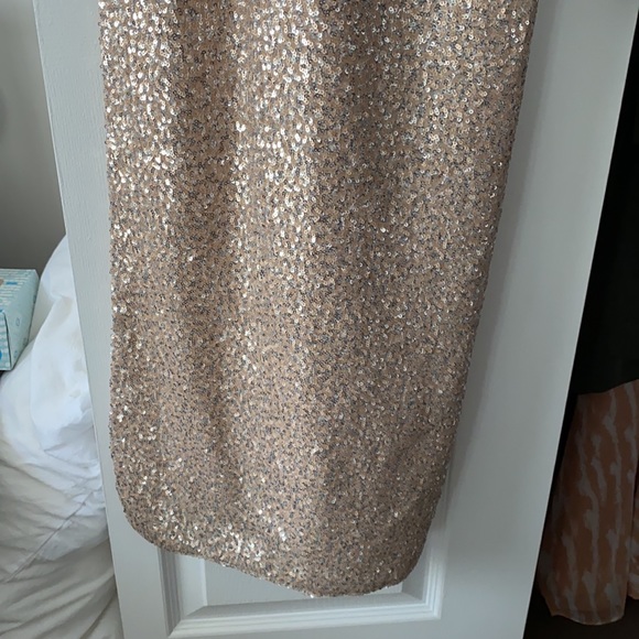 Aidan mattox champagne/ silver sequin dress size4 - Picture 3 of 9